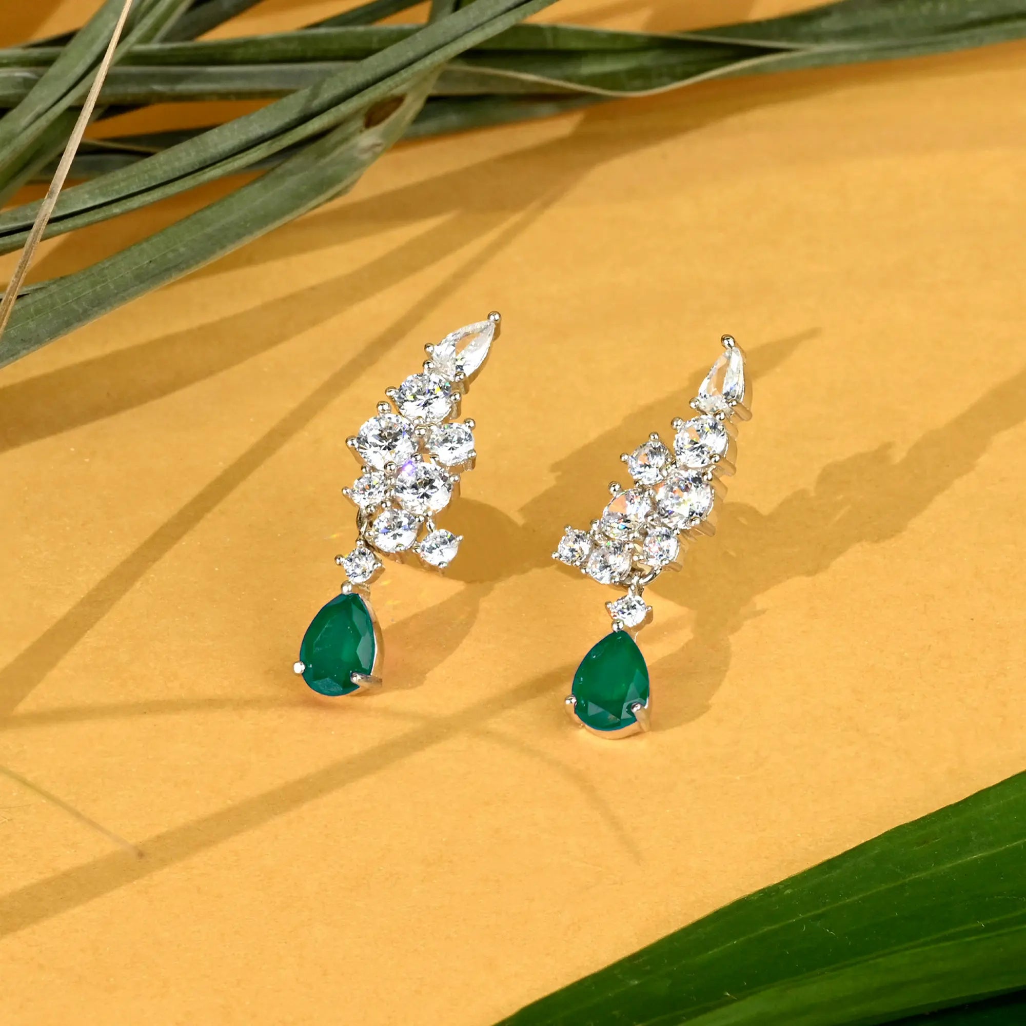 colorful earrings for women -Timeless Dainty Green CZ Tops