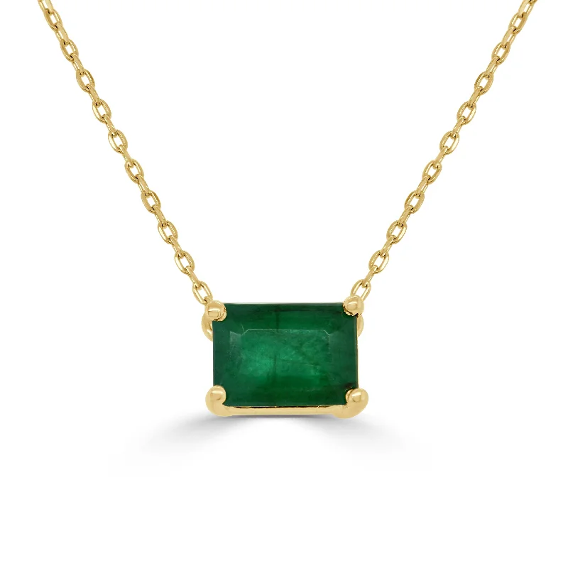 layered gold necklaces for women -14k Gold & Green Emerald Necklace