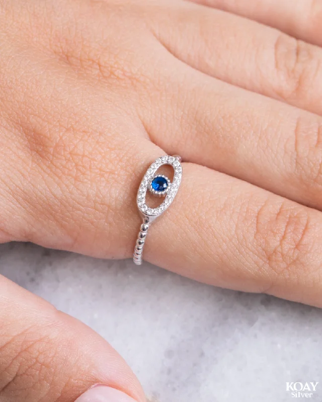 romantic engagement rings -Zircon (0112) Blue Ring