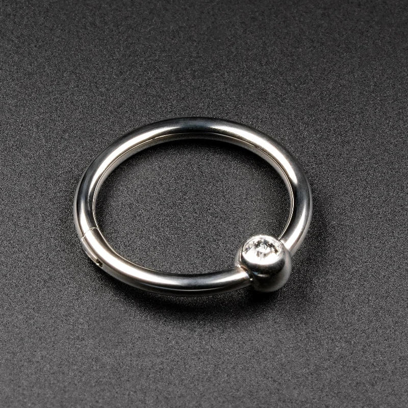 designer rings for women -Titanium Hinged Segment Ring With Jewelled Ball