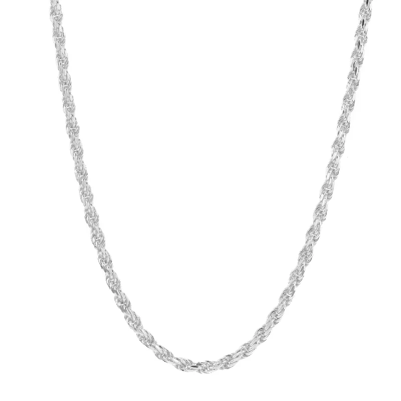 trendy pendant necklaces for women -Rope Silver Necklace