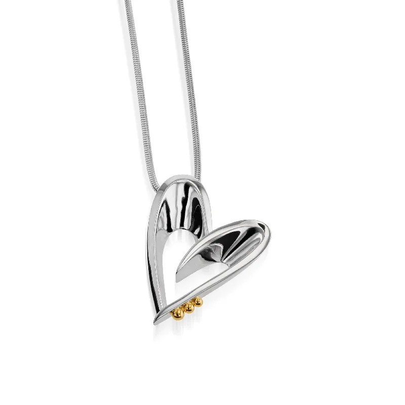 timeless necklaces for women -Entice Large Silver Heart Pendant Necklace