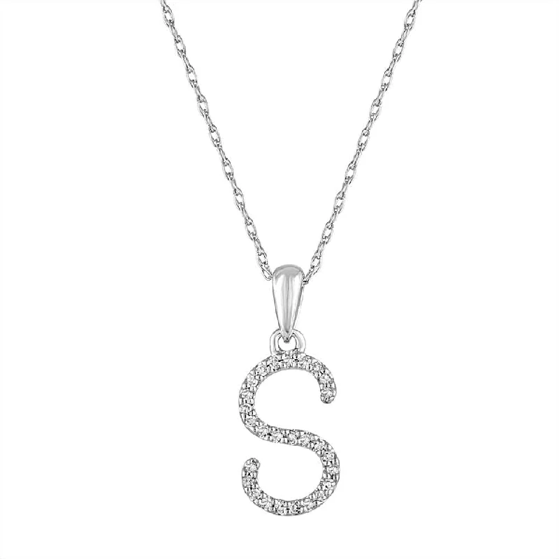 minimalist necklaces for women -14k Gold & Diamond Initial Necklace- S