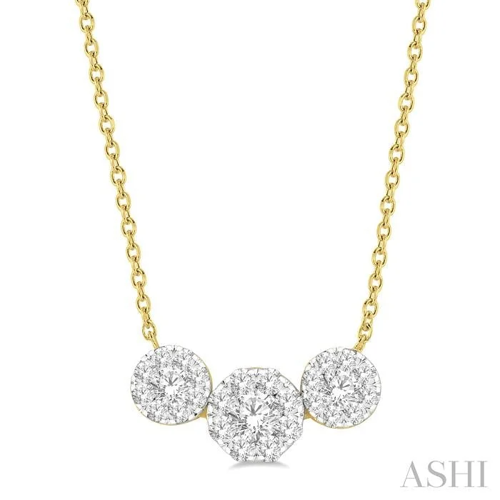 silver necklaces for women -ROUND SHAPE PAST PRESENT & FUTURE LOVEBRIGHT ESSENTIAL DIAMOND NECKLACE