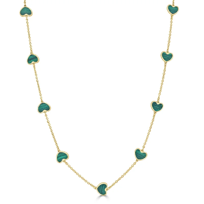 chic necklaces for women -14k Gold & Malachite Heart Necklace