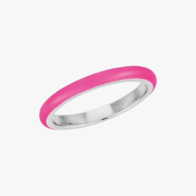 oval-cut rings for women -Neon Pink Stacker Ring