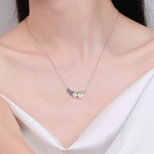 love necklace for women -Patrese Moissanite & Pearl Necklace