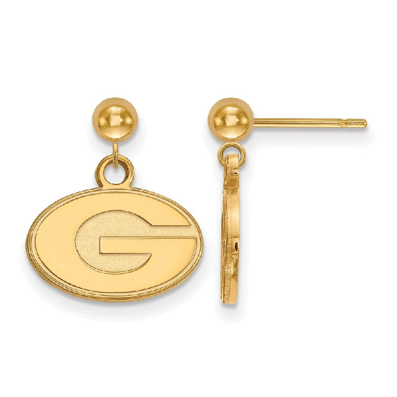 custom earrings for women -14k Gold Plated Silver University of Georgia Ball Dangle Earrings