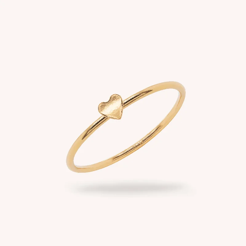 luxury wedding rings for women -14K Solid Gold Mini Heart Ring