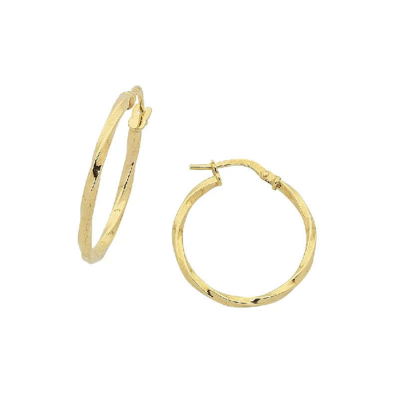 personalized earrings for women -9ct Yellow Gold Silver Infused Twist Hoop Earrings