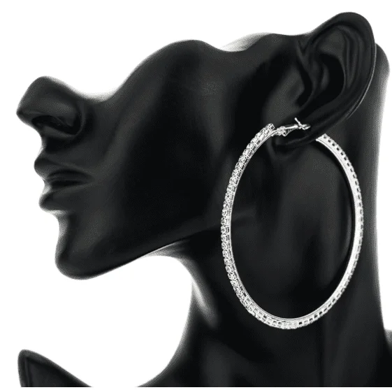 oversized hoop earrings for women -Bling It On Oversize Crystal Hoop Earrings