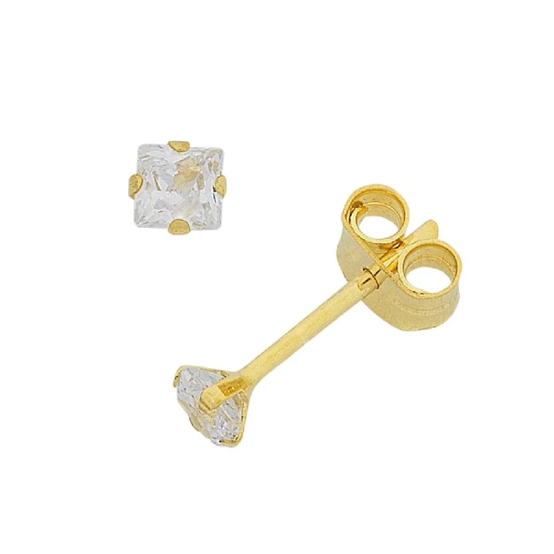 custom earrings for women -9ct Gold Cubic Zirconia 5mm Stud Earrings