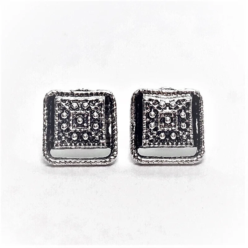 wedding drop earrings for women -Romanesque Square Shield Stud Earrings