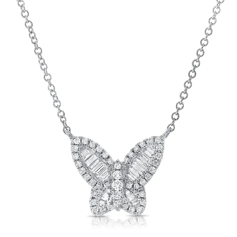 high-end necklaces for women -14k Gold & Baguette Diamond Butterfly Necklace