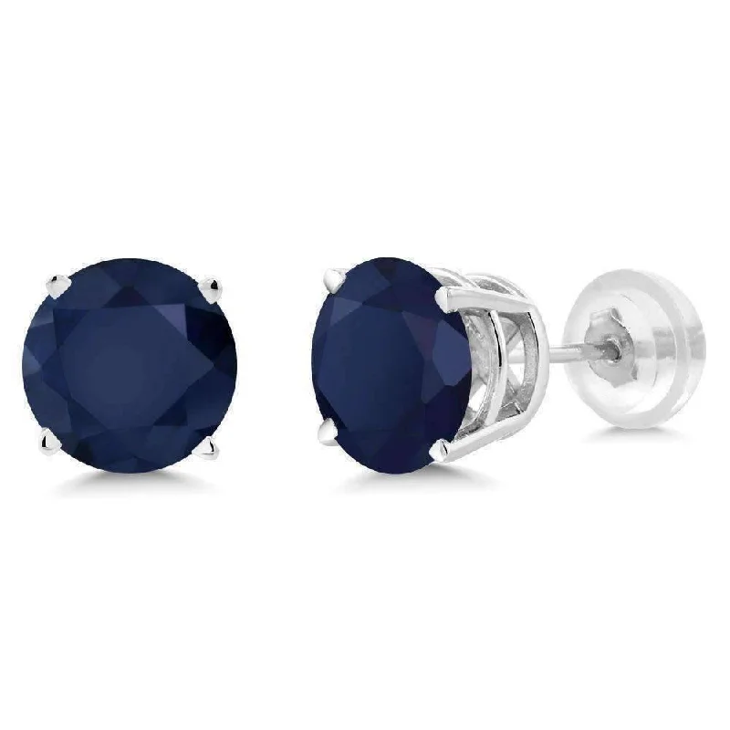 hoop earrings with diamonds -2CTW Genuine Sapphire 14K White Gold IOBI Precious Gems Stud Earrings