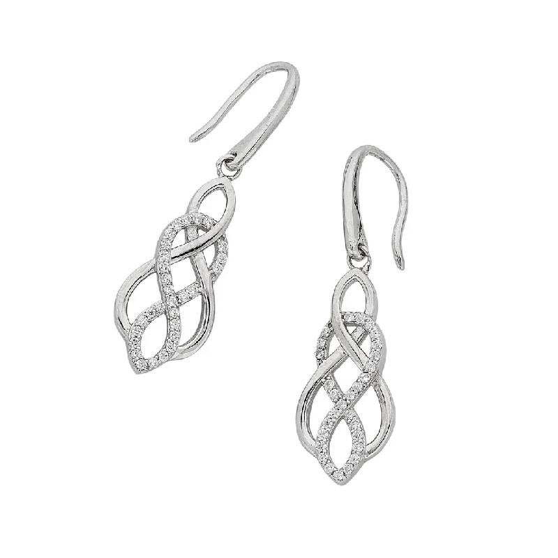 stud pearl earrings for women -Sterling Silver Cubic Zirconia Interlinked Infinity Earrings