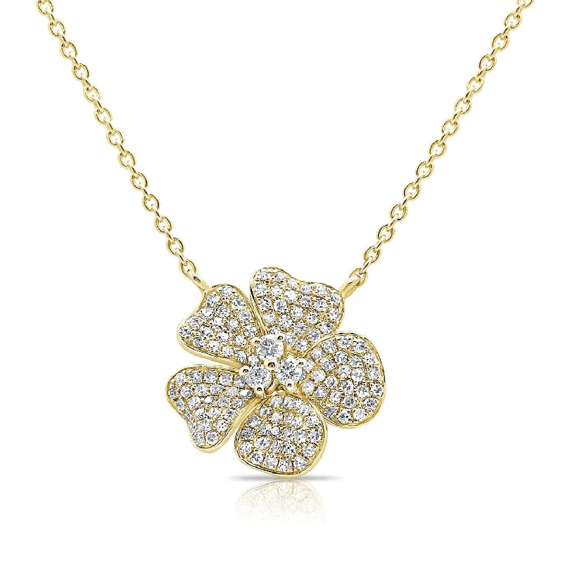 zodiac necklaces for women -14k Gold & Diamond Flower Necklace