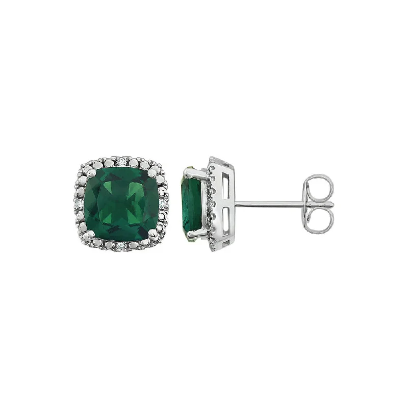 wedding hoop earrings for women -Created Emerald & Diamond 10mm Earrings in 14k White Gold