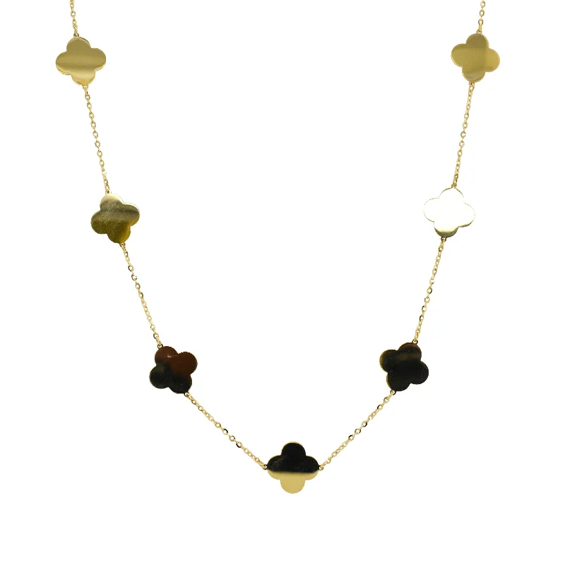 gold necklaces for women -14K Gold Clover Station Necklace