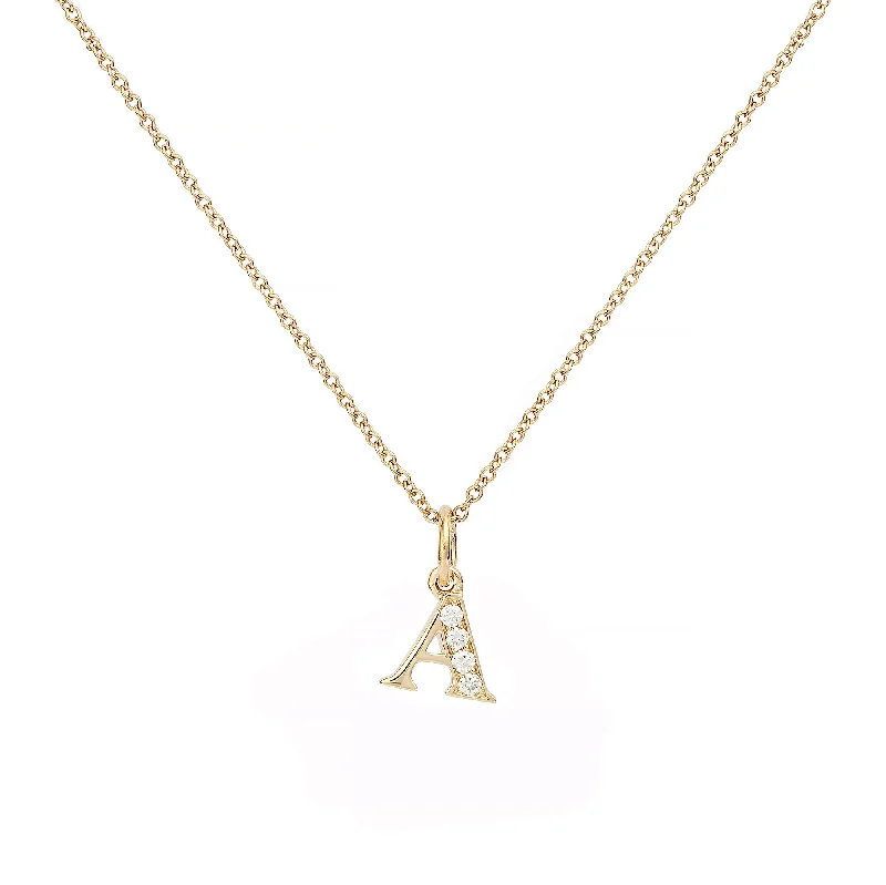 sterling silver necklaces for women -Love Letter A 18K Gold Necklace w. Diamonds