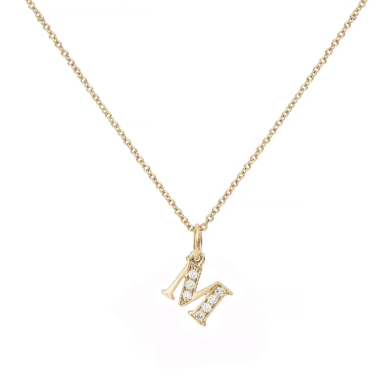 timeless gold necklaces for women -Love Letter M 18K Gold Necklace w. Diamonds