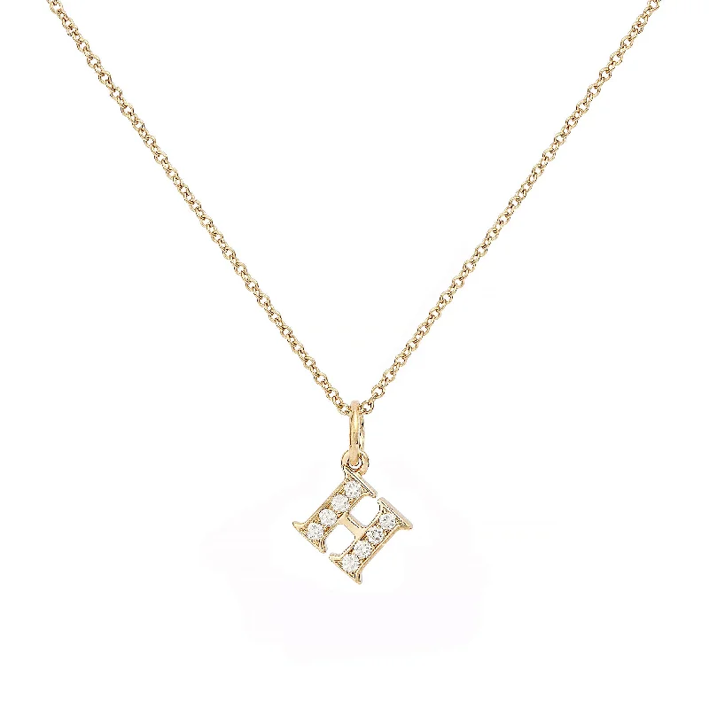 modern necklaces for women -Love Letter H 18K Gold Necklace w. Diamonds