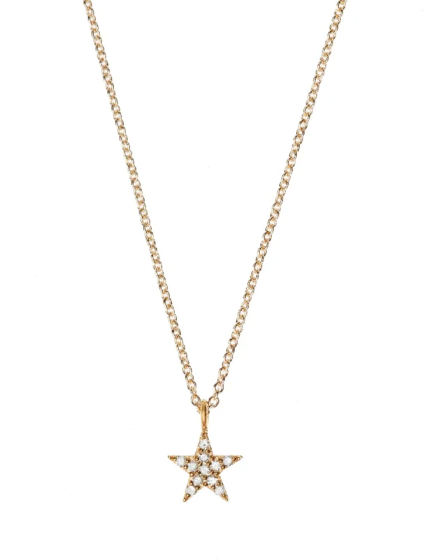 crystal pendant necklaces for women -Small Star Gold Plated Necklace w. Diamonds