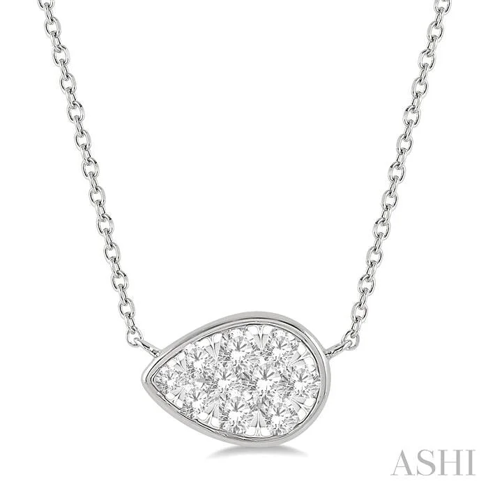 modern pendant necklaces for women -PEAR SHAPE EAST-WEST LOVEBRIGHT ESSENTIAL DIAMOND PENDANT