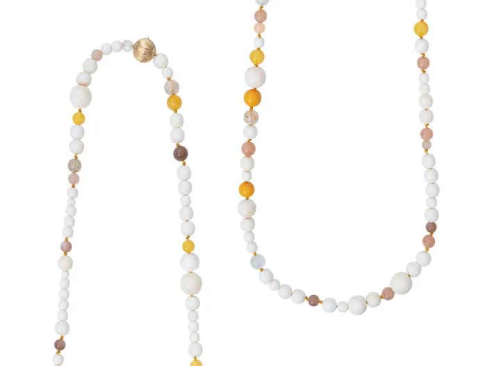 emerald necklaces for women -Bead collier bone/amber mixed Colors