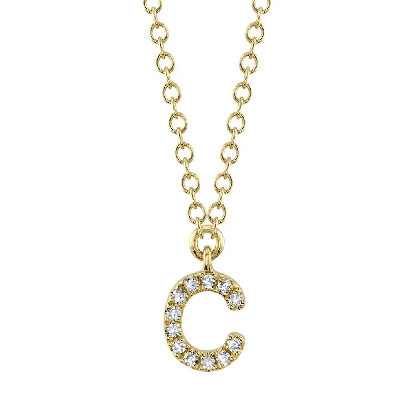 dazzling necklaces for women -Shy 14Ky Diamond Initial "C" Necklace