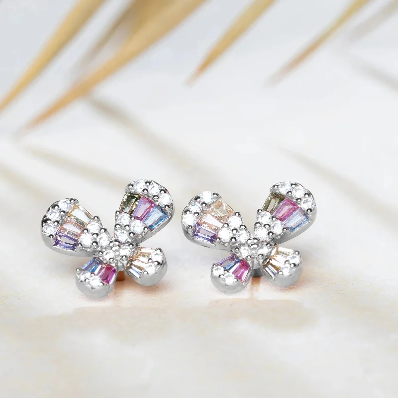 elegant pearl earrings for women -Pastel Cross Studs