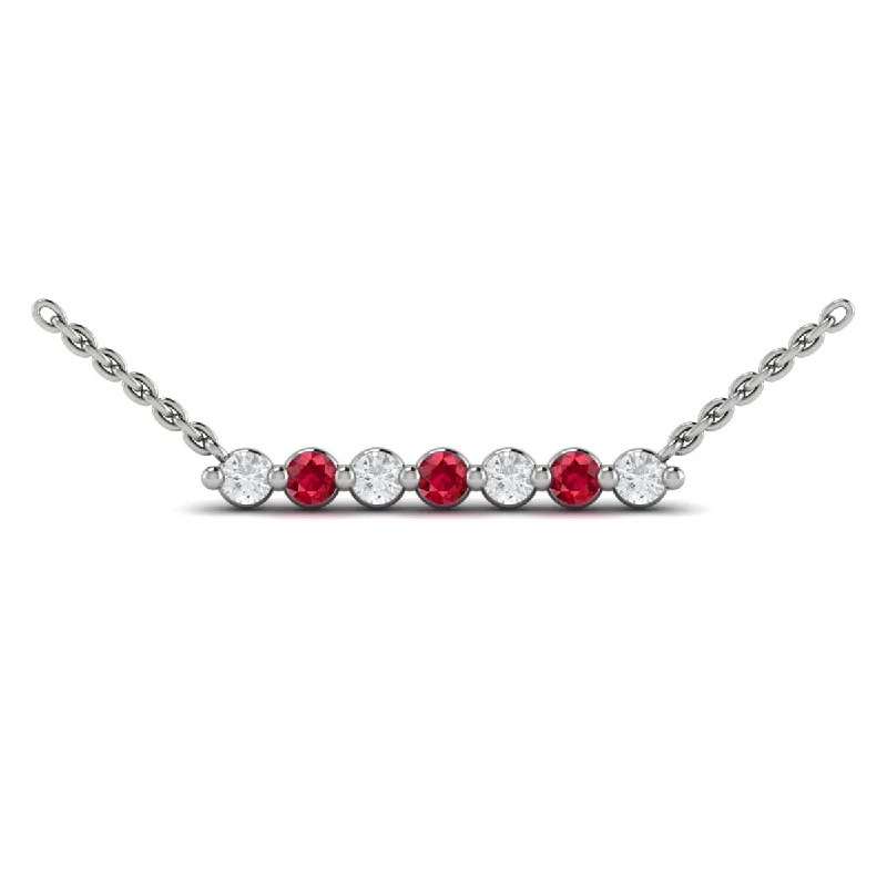 vintage necklaces for women -Diamond and Ruby  Bar Necklace