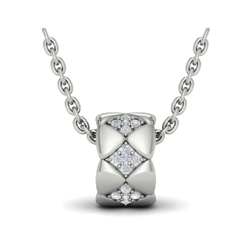 heart-shaped necklaces for women -Diamond Cluster Barrel Pendant Necklace