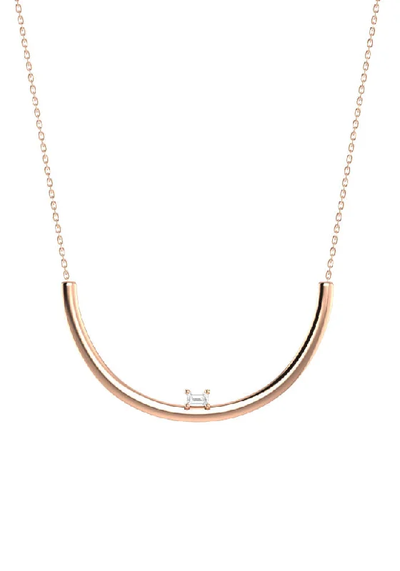 trendy chain necklaces for women -Moon Emerald 18K Rosegold Necklace w. Lab-Grown Diamond