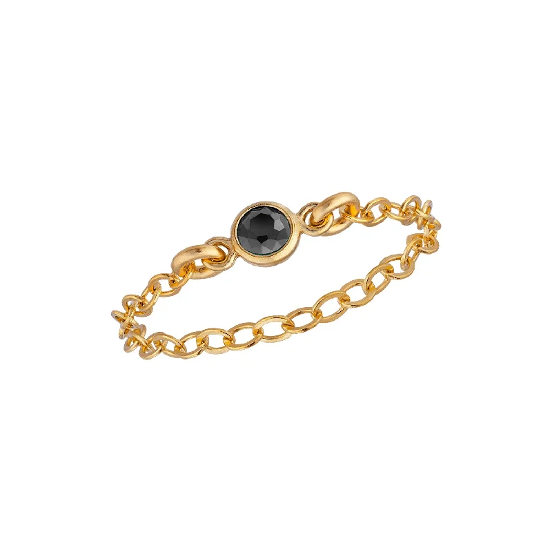 bold rings for women -Mini Chain Black Bezel Ring