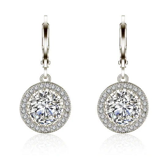 stud earrings for women -Virtuous Halo Zirconia Drop Hoop Earrings for Women