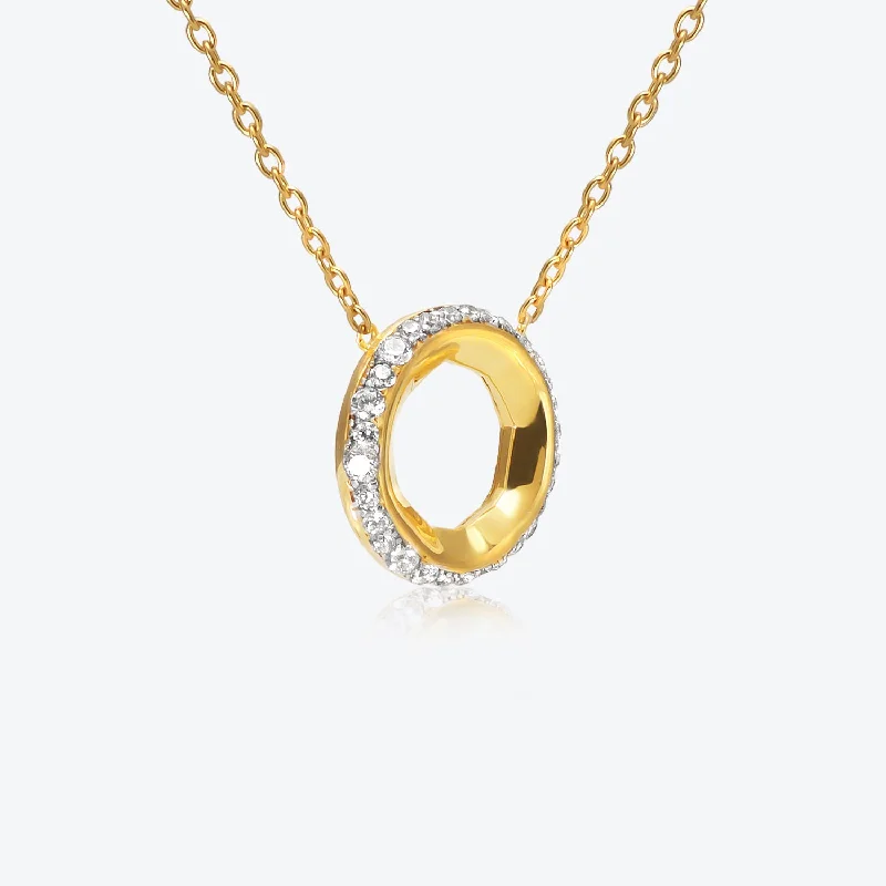 diamond necklaces for women -A. Sun Halo Aura 18K Gold Necklace w. Lab-Grown Diamond Pavé