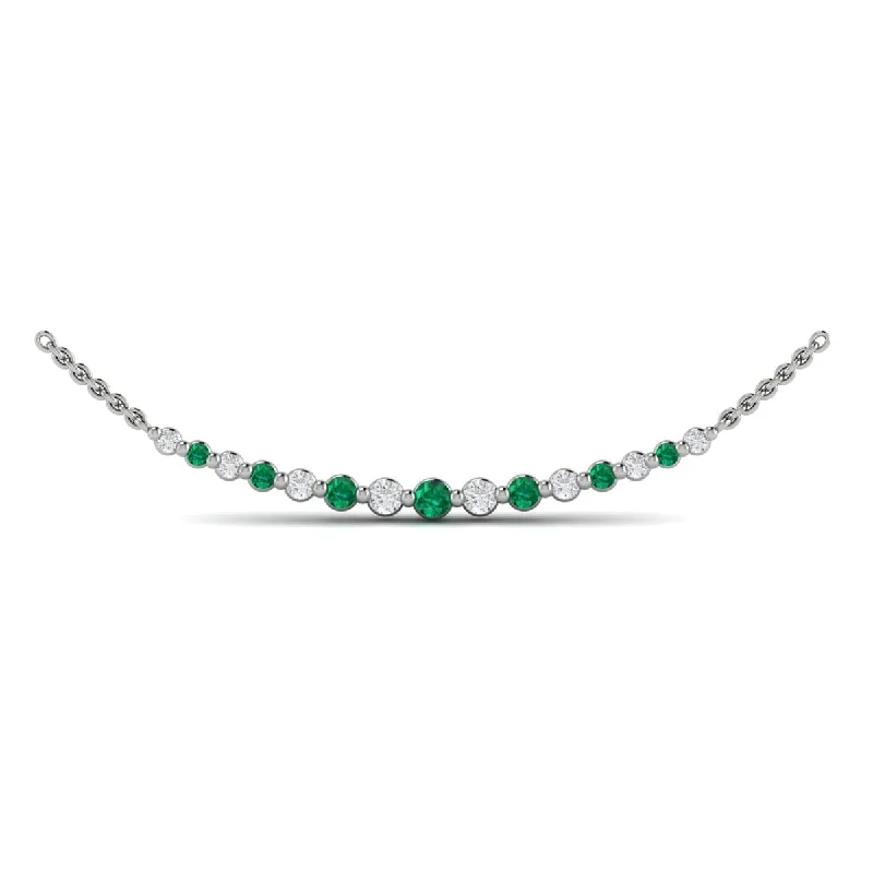 infinity necklaces for women -Diamond and Emerald  Curved Bar Necklace