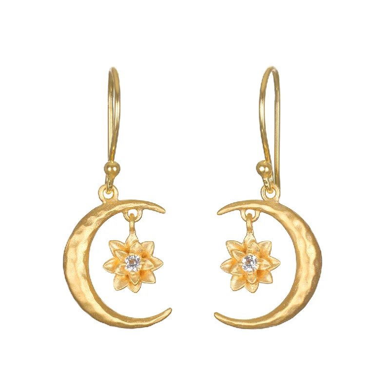 classic pearl earrings for women -Spirit in Transformation Lotus Moon Earrings