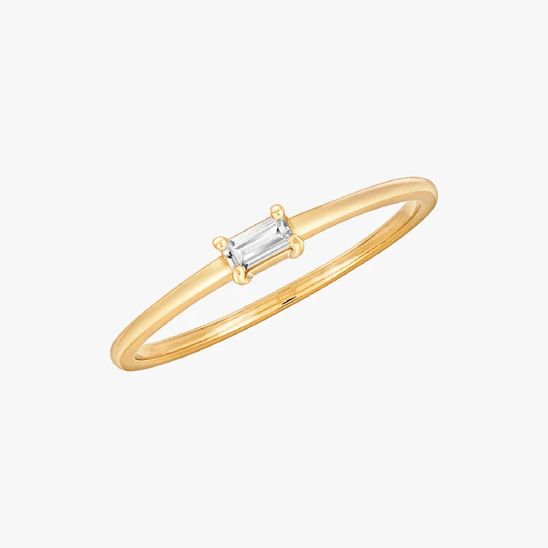 birthstone rings for women -Minimal Baguette Ring Gold