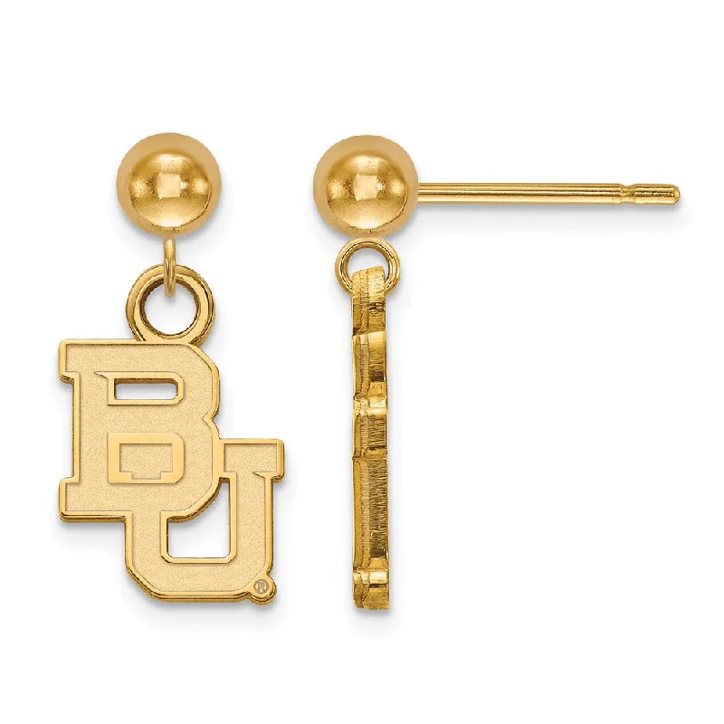 dangle earrings for women -14k Gold Plated Silver Baylor University Ball Dangle Earrings