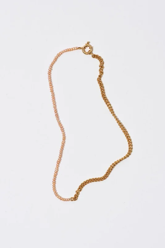 bridal pendant necklaces for women -The 50/50 Small Sweet Orange Gold Plated Necklace w. Pearls