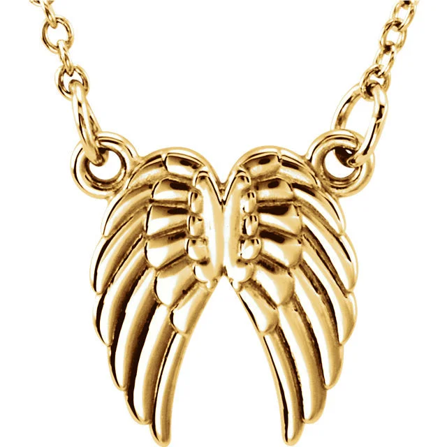 custom necklace pendants for women -Tiny Posh Angel Wings Necklace - Solid Gold or Sterling Silver