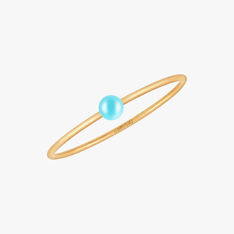 silver cocktail rings for women -Mini Turquoise Ball Ring