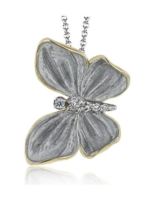 diamond necklaces for women -Simon G. Diamond Butterfly Two Tone Pendant Necklace