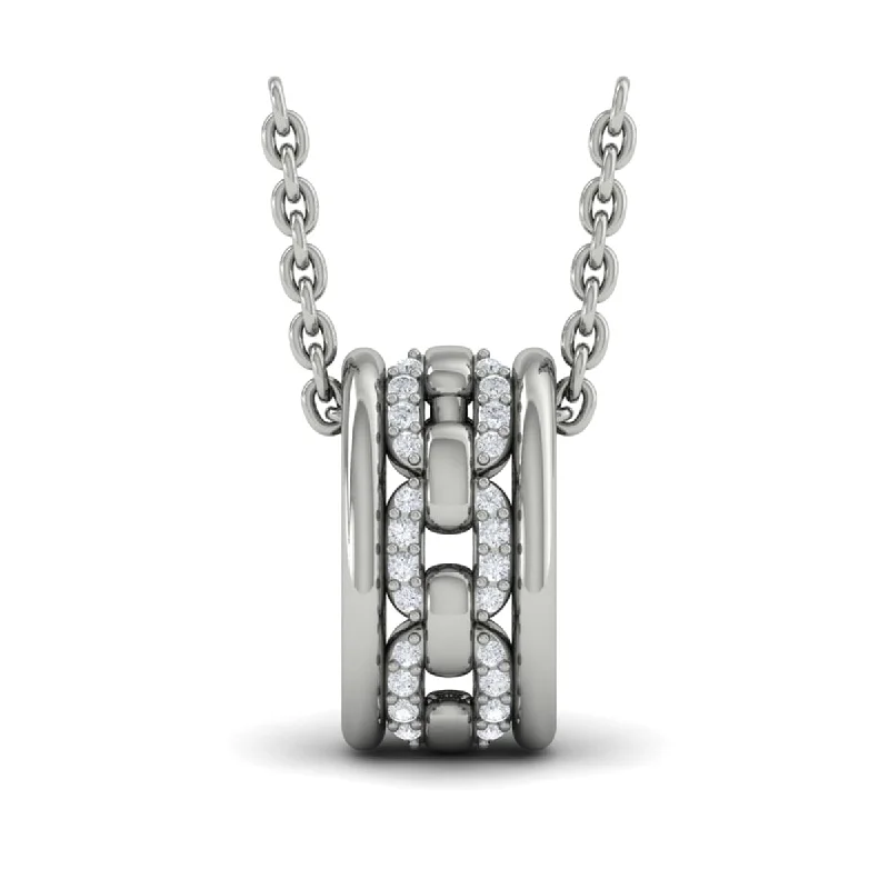 long chain necklaces for women -Reverse Channel Set Link with Diamonds Pendant Necklace