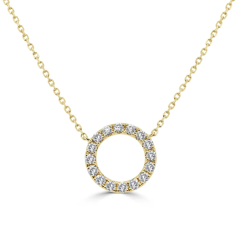 charm pendant necklaces for women -14k Gold & Diamond Open Circle Necklace