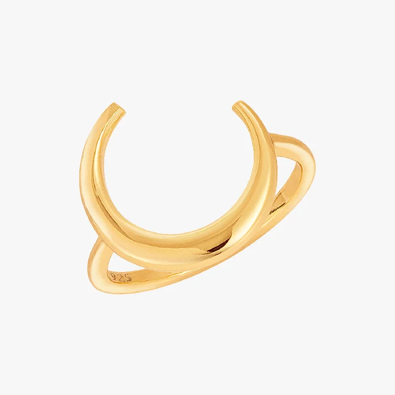 contemporary rings for women -Crescent Moon Ring Gold