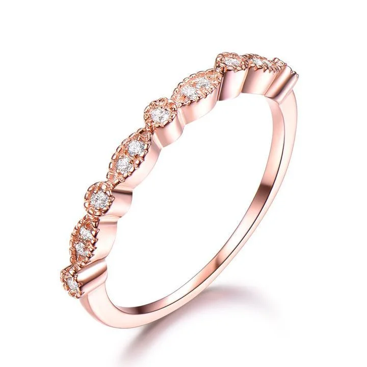 unique rings for women -Rose Golden Half Eternity Stackable Ring