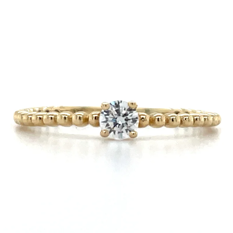 timeless engagement rings -9ct Yellow Gold Dotted CZ Solitaire Ring